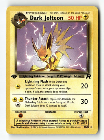 Pokemon Card Dark Jolteon 1st Edition LP Team Rocket 38/82