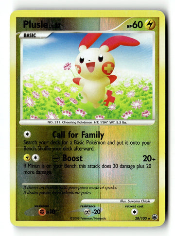 Pokemon Card Plusle Reverse Holo LP Majestic Dawn 28/100