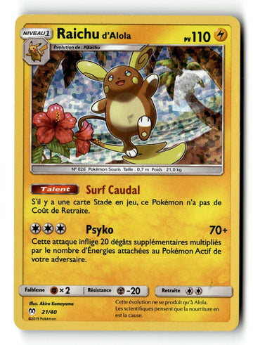 Pokemon Card Alolan Raichu McDonald's 2019 Holo 21/40