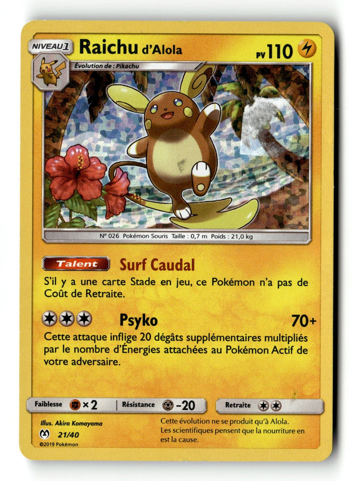 Pokemon Card Alolan Raichu McDonald's 2019 Holo 21/40