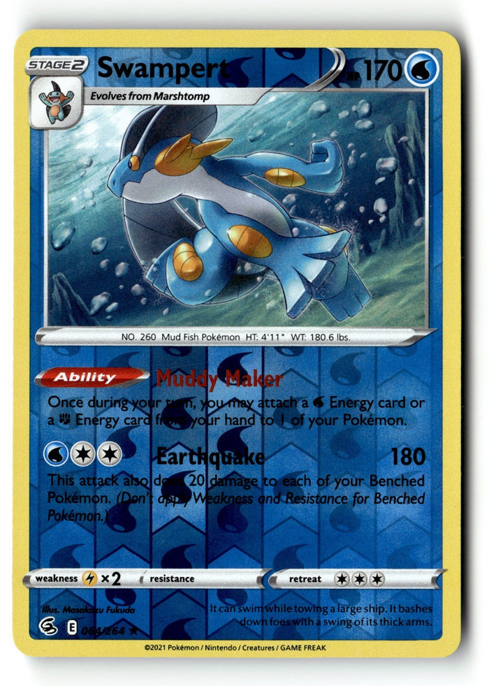 Pokemon Card Swampert Reverse Holo LP SWSH08: Fusion Strike 064/264