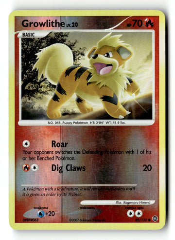 Pokemon Card Growlithe Reverse Holo LP Secret Wonders 89/132