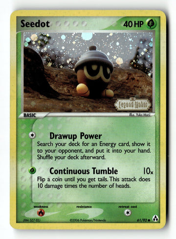 Pokemon Card Seedot Reverse Holo LP Legend Maker 61/92 (1)