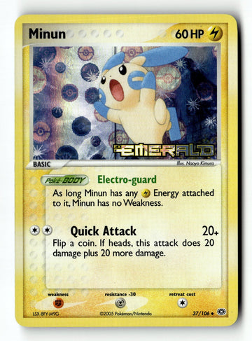 Pokemon Card Minun Reverse Holo LP Emerald 37/106
