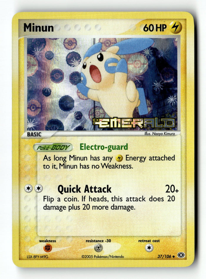 Pokemon Card Minun Reverse Holo LP Emerald 37/106