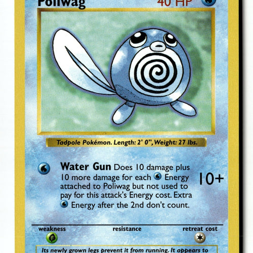 Pokemon Card Poliwag Unlimited LP Base Set (Shadowless) 059/102
