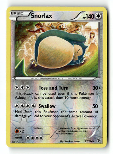 Pokemon Card Snorlax Reverse Holo LP XY - Fates Collide 77/124