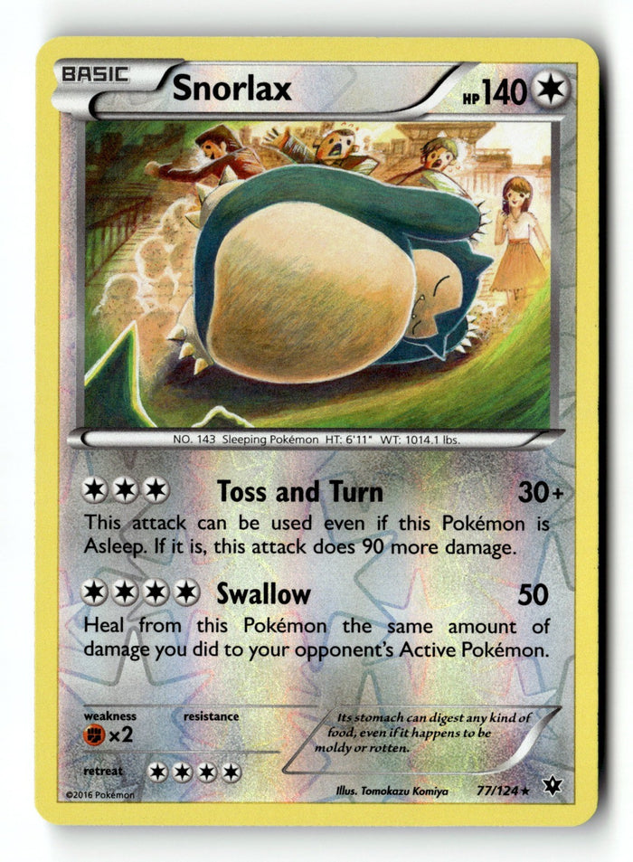 Pokemon Card Snorlax Reverse Holo LP XY - Fates Collide 77/124