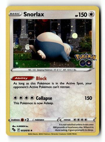 Pokemon Card Snorlax - Cosmos Holo LP Miscellaneous Cards & Products 055/078