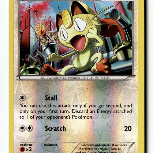 Pokemon Card Meowth Reverse Holo LP XY - Steam Siege 88/114