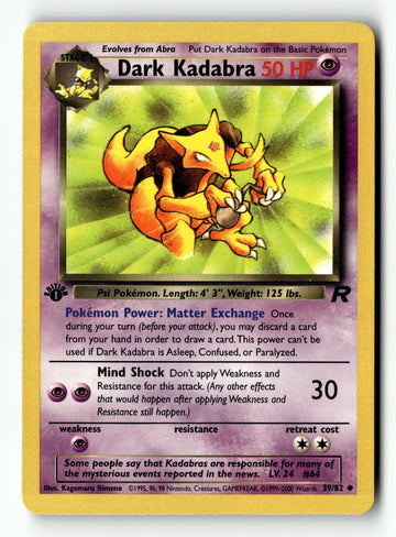 Pokemon Card Dark Kadabra 1st Edition LP Team Rocket 39/82
