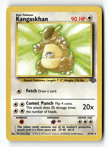 Pokemon Card Kangaskhan (21) Unlimited LP Jungle 21/64