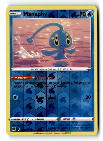 Pokemon Card Manaphy Reverse Holo LP SWSH09: Brilliant Stars 041/172