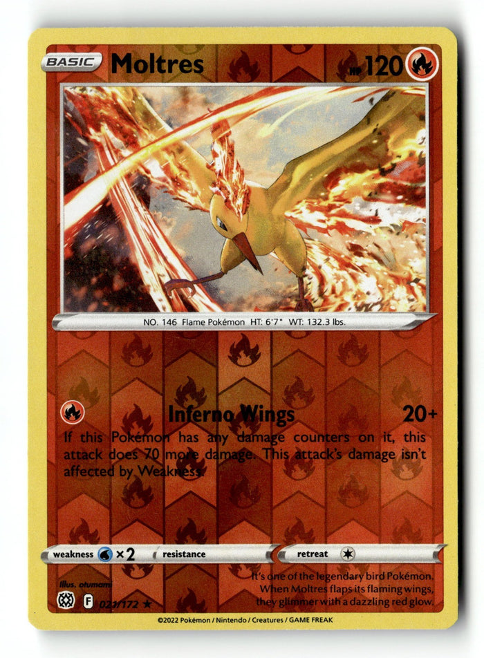 Pokemon Card Moltres Reverse Holo LP SWSH09: Brilliant Stars 021/172