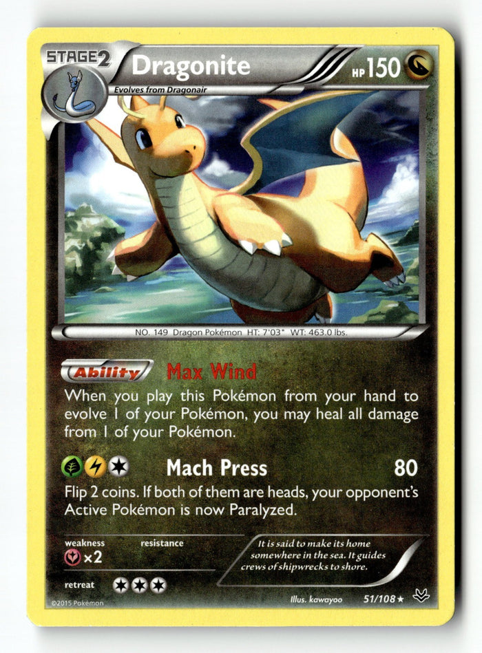 Pokemon Card Dragonite (51) LP XY - Roaring Skies 51/108
