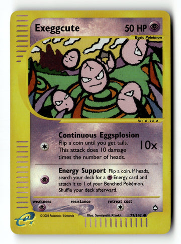 Pokemon Card Exeggcute (77) Reverse Holo LP Aquapolis 077/147