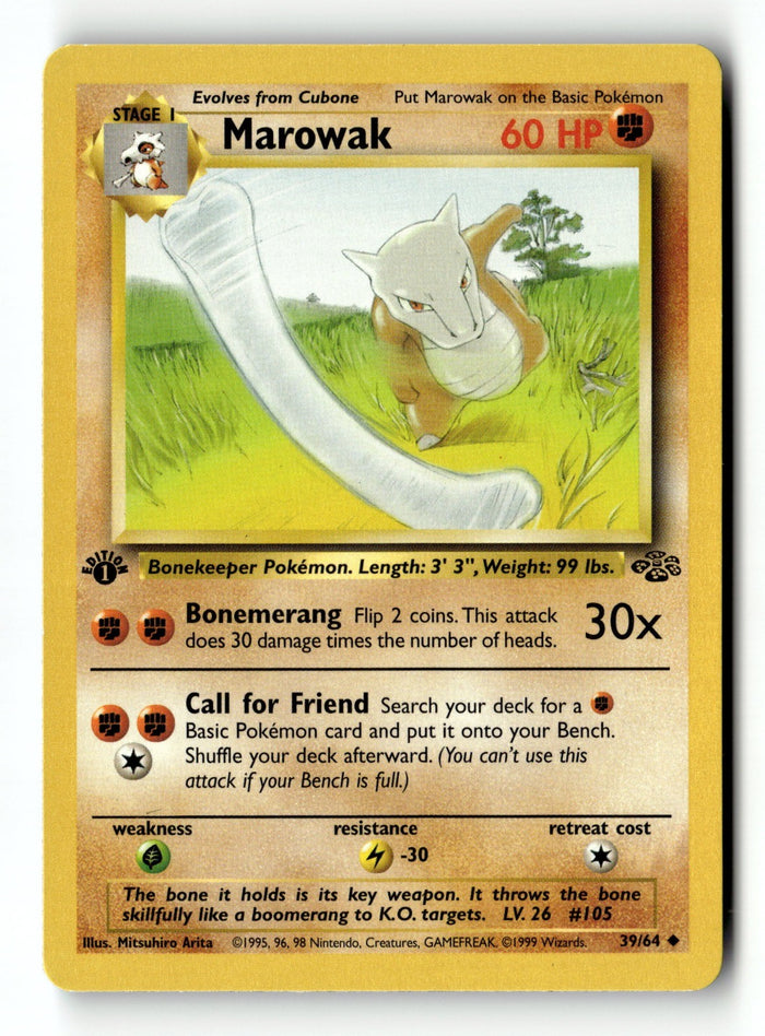 Pokemon Card Marowak 1st Edition LP Jungle 39/64