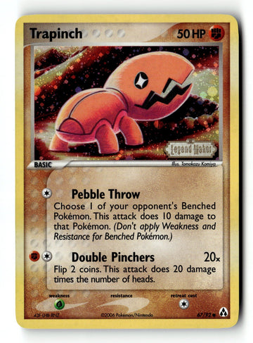 Pokemon Card Trapinch Reverse Holo LP Legend Maker 67/92 (2)