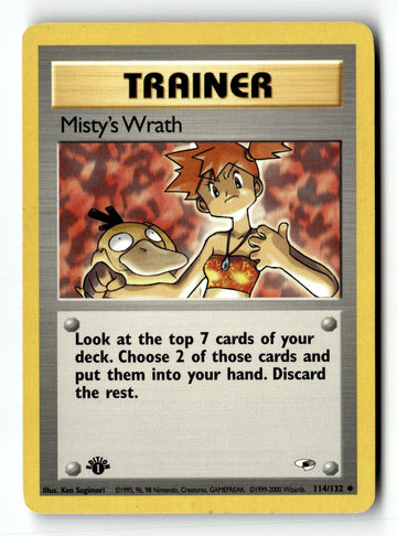 Pokemon Card Misty's Wrath 1st Edition LP Gym Heroes 114/132