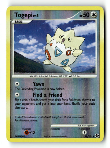 Pokemon Card Togepi Reverse Holo LP Great Encounters 88/106