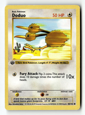 Pokemon Card Doduo 1st Edition LP Base Set (Shadowless) 048/102