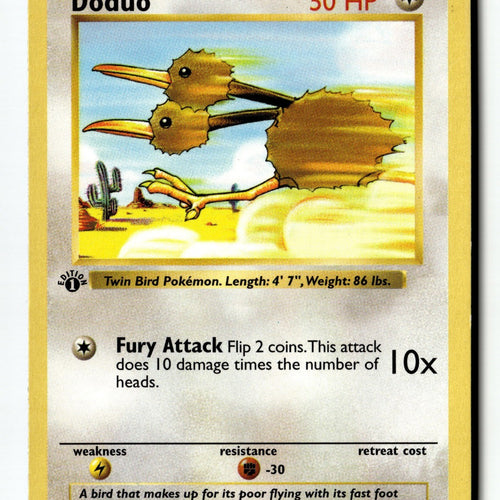 Pokemon Card Doduo 1st Edition LP Base Set (Shadowless) 048/102