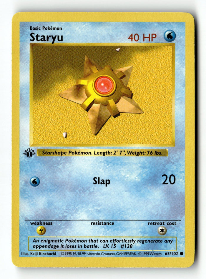 Pokemon Card Staryu 1st Edition LP Base Set (Shadowless) 065/102