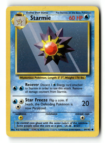 Pokemon Card Starmie LP Base Set 064/102
