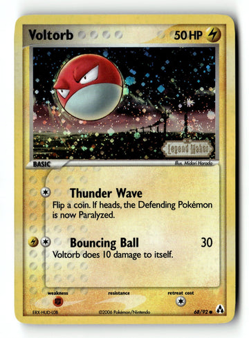 Pokemon Card Voltorb Reverse Holo LP Legend Maker 68/92 (3)