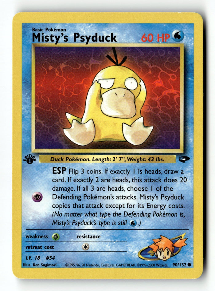 Pokemon Card Misty's Psyduck 1st Edition LP Gym Challenge 90/132