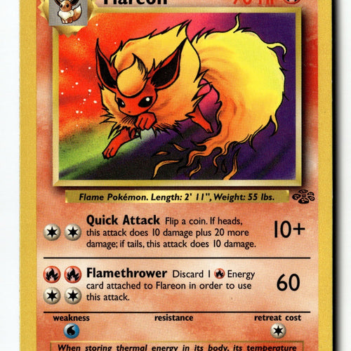 Pokemon Card Flareon (19) Unlimited LP Jungle 19/64