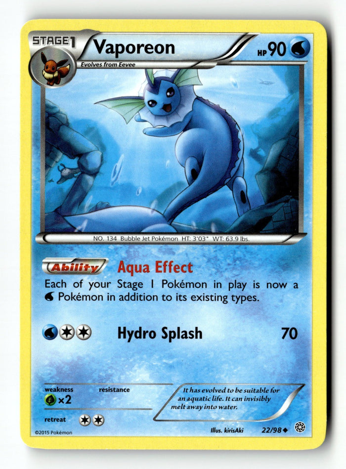 Pokemon Card Vaporeon LP XY - Ancient Origins 22/98