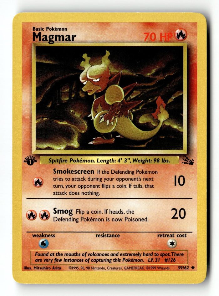 Pokemon Card Magmar 1st Edition LP Fossil 39/62