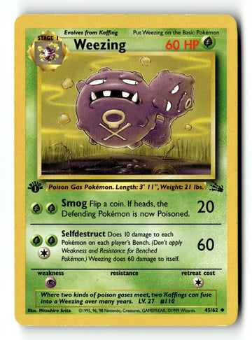 Pokemon Card Weezing 1st Edition LP Fossil 45/62