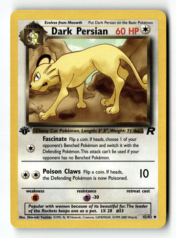 Pokemon Card Dark Persian 1st Edition LP Team Rocket 42/82