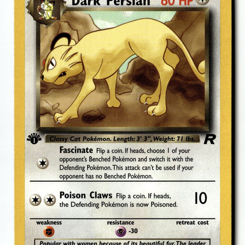 Pokemon Card Dark Persian 1st Edition LP Team Rocket 42/82