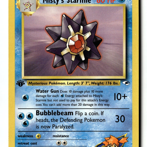 Pokemon Card Misty's Starmie 1st Edition LP Gym Heroes 056/132