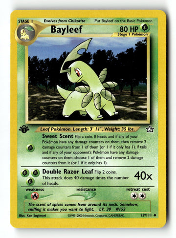 Pokemon Card Bayleef (29) 1st Edition LP Neo Genesis 029/111