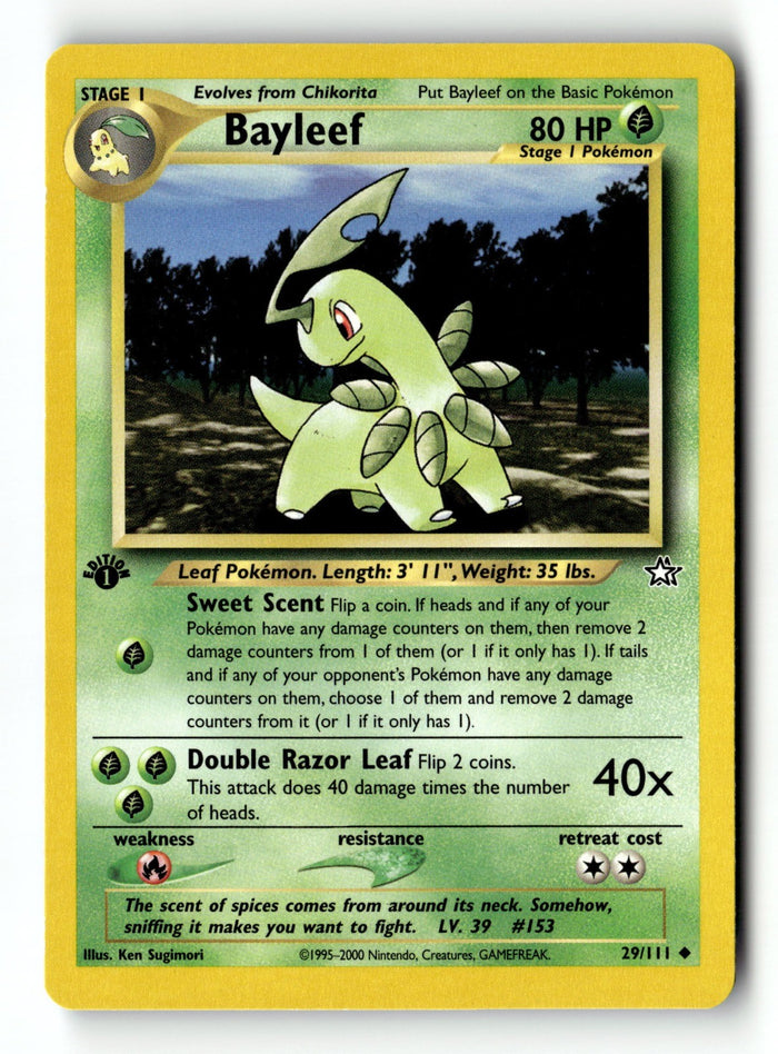 Pokemon Card Bayleef (29) 1st Edition LP Neo Genesis 029/111