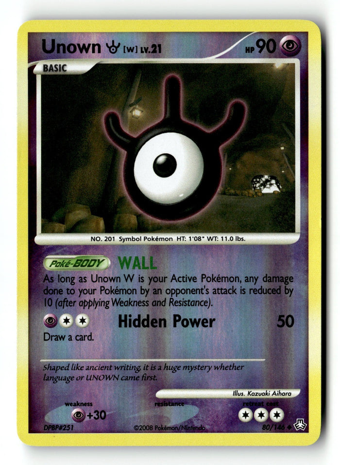 Pokemon Card Unown (W) Reverse Holo LP Legends Awakened 80/146