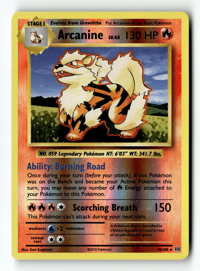 Pokemon Card Arcanine Reverse Holo LP XY - Evolutions 18/108