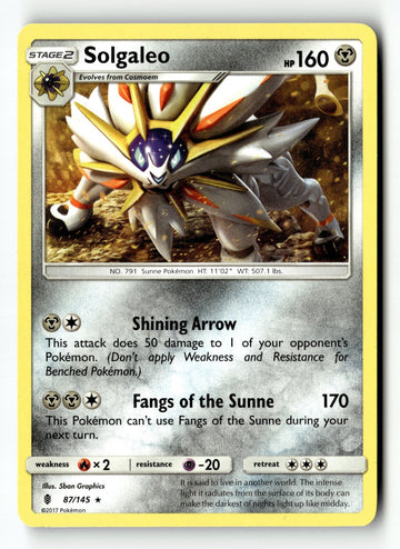 Pokemon Card Solgaleo LP SM - Guardians Rising 87/145