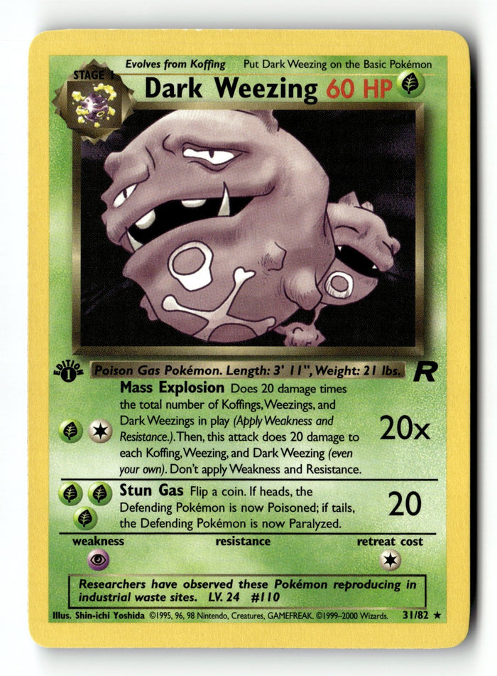 Pokemon Card Dark Weezing (31) 1st Edition LP Team Rocket 31/82