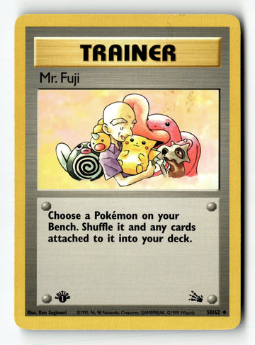 Pokemon Card Mr. Fuji 1st Edition LP Fossil 58/62