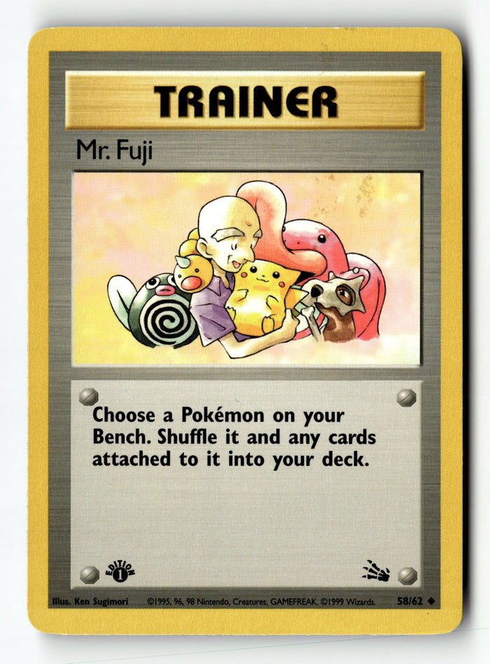 Pokemon Card Mr. Fuji 1st Edition LP Fossil 58/62