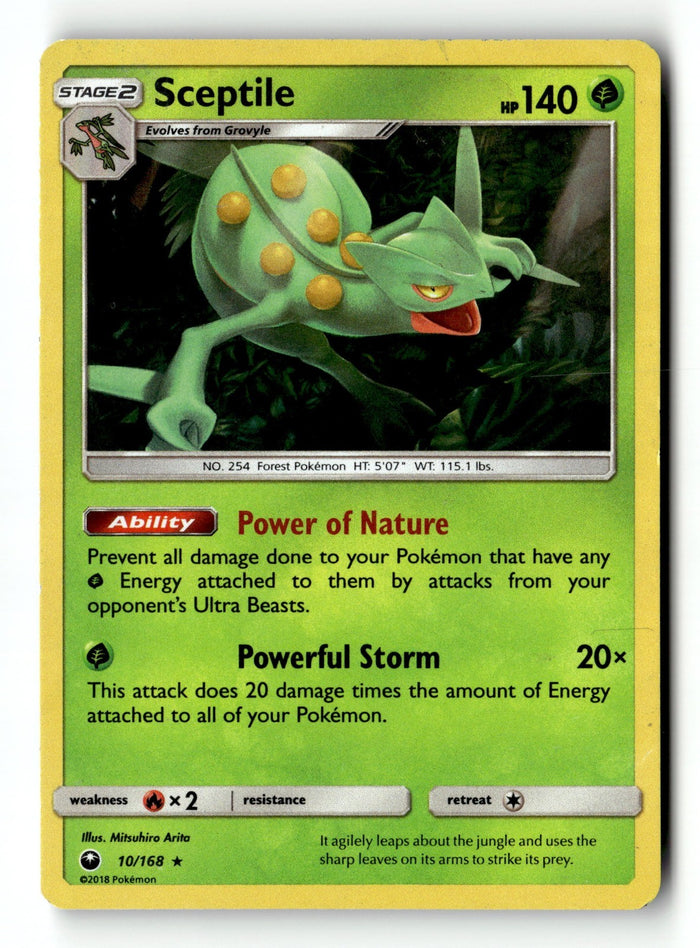 Pokemon Card Sceptile LP SM - Celestial Storm 10/168 Cracked ICe