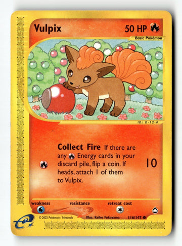 Pokemon Card Vulpix LP Aquapolis 116/147
