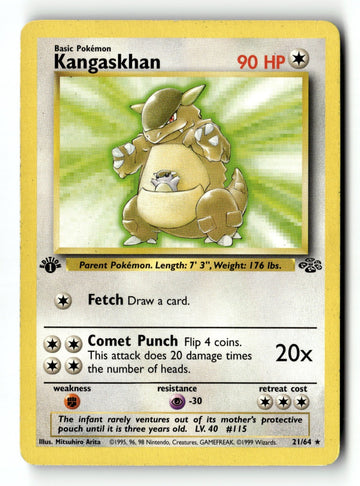 Pokemon Card Kangaskhan (21) 1st Edition LP Jungle 21/64