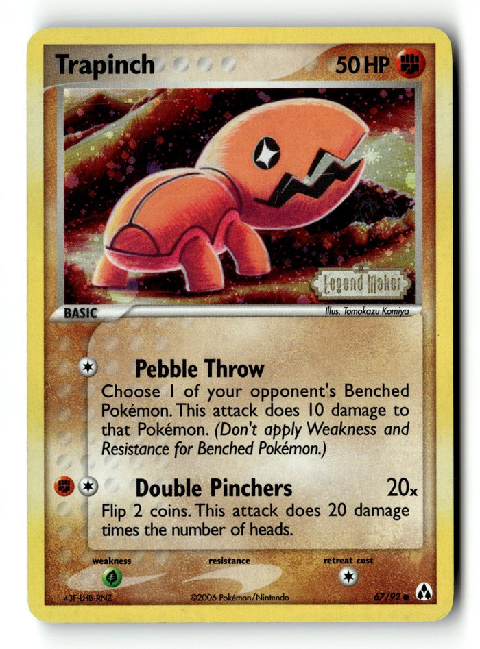 Pokemon Card Trapinch Reverse Holo LP Legend Maker 67/92 (1)