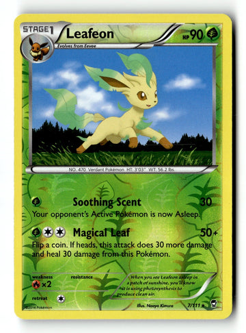 Pokemon Card Leafeon Reverse Holo LP XY - Furious Fists 7/111